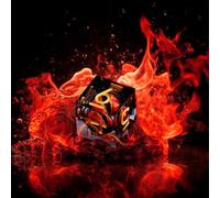GiGiGuGu DND Dice Set - Dragon Eye Liquid Core Sharp Edge Resin Dice Set 7pcs with Metal Gift Box for Role Playing Games (Flame - Red)