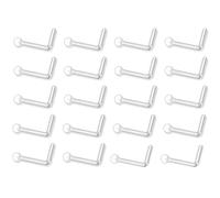 Gigikill 20 Pcs Clear Nose Piercing, L Shape Plastic Nose Stud Retainer with Flat Top, Hypoallergenic Flexible Acrylic Nose Studs for Daily Wear, School, Work, Surgery Recovery