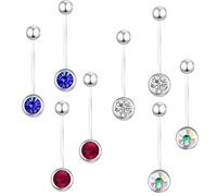Gigikill 8 Pcs Belly Button Bars, Maternity Belly Bar for Pregnancy, Flexible Plastic Belly Piercing Jewelry with Clear CZ Crystals, Nickel Free Navel Rings for Women and Men