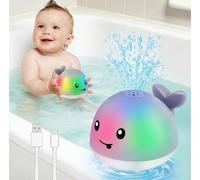 Gigilli Baby Bath Toys, Light Up Toddler Bath Toys for 1 2 3 Years Old | Rechargeable Whale Bath Toys, Baby Pool Water Toys for Toddler Boys Girls 6-12 Months, Birthday Gift for Kids Age 1-3 (Grey)