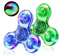 Gigilli Fidget Spinner LED 2 Pack, Stress Relief Anti-Anxiety ADHD Fidget Toys for Kids Adults, Glow in the Dark Party Bag Fillers for Kids, Birthday Gifts, Stocking Fillers, Classroom Prizes
