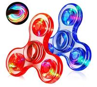 Gigilli Fidget Spinner LED 2 Pack, Stress Relief Anti-Anxiety ADHD Fidget Toys for Kids Adults, Glow in the Dark Party Bag Fillers for Kids, Birthday Gifts, Stocking Fillers, Classroom Prizes