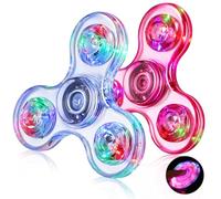 Gigilli Fidget Spinner LED 2 Pack, Stress Relief Anti-Anxiety ADHD Fidget Toys for Kids Adults, Glow in the Dark Party Bag Fillers for Kids, Birthday Gifts, Stocking Fillers, Classroom Prizes
