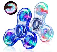 Gigilli Fidget Spinner LED 2 Pack, Stress Relief Anti-Anxiety ADHD Fidget Toys for Kids Adults, Glow in the Dark Party Bag Fillers for Kids, Birthday Gifts, Stocking Fillers, Classroom Prizes