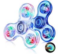 Gigilli Fidget Spinners 2 Pack, Glow in the Dark LED Light up Fidget Toys Easter Gift for Kids & Adults, Crystal Hand Spinner, Birthday Classroom Prizes for Kids 4-8-12,Stress Relief Anti-Anxiety