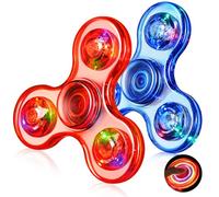 Gigilli Fidget Spinners 2 Pack, LED Light up Fidget Toys Easter Gift for Kids & Adults, Crystal Hand Spinner Glow in the Dark, Birthday Classroom Prizes for Kids 4-8-12,Stress Relief Anti-Anxiety
