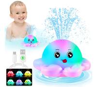 Gigilli Octopus Bath Toys, Rechargeable Light Up Baby Sprinkler Bathtub Toys for Toddlers Infant Kids Boys Girls Automatic Spray Water Pool Bathroom Baby Toys Gifts,Pink
