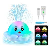Gigilli Octopus Bath Toys, Rechargeable Light Up Bath Toys Sprinkler Bathtub Toys for Toddlers Infant Kids Boys Girls Automatic Spray Water Baby Toy, Pool Bathroom Baby Toys Gifts,Blue