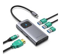 GiGimundo USB C Hub 5-in-1, USB C to HDMI Adapter with 4K@60Hz, 60W Charging Port, 3 x USB-A Ports, USB-C Multiport Adapter Compatible for MacBook Air/Pro, iPad Pro, HP Laptops, Mac Mini, Grey