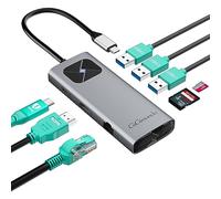 GiGimundo USB C Hub Multiport Adapter 8-in-1, USB C Hub with PD100W Charging, 4K@60Hz, 1Gbps Ethernet, SD/TF Card Reader, 3*USB 3.0, Type C Docking Station for MacBook, Windows, Laptops,Tablet