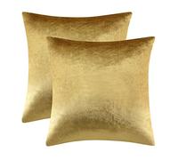 GIGIZAZA 45x45 Cushion Covers Set of 2,Velvet Gold Throw Pillow Covers Decorative Modern Square Luxury Solid Cushion Cases for Bedroom Couch Sofa Pillow Cases