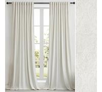 GIGIZAZA Cream Velvet Curtains 90 Inch Long for Living Room,2 Panels Luxury Ivory Vintage Drapes Floral Embossed Blackout Window Curtain Back Tab Thermal for Bedroom