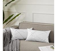 GIGIZAZA Cushion Covers 12x20 Inch Decorative Oblong White Throw Pillow Cases 30x50 cm for Bedroom Sofa Living room,Set of 2