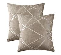 GIGIZAZA Cushion Covers 18 x 18 Inch Brown Square Chenille Decorative 45 x 45 cm Pillowcases for Sofa Bedroom Living room Set of 2