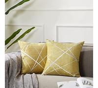 GIGIZAZA Cushion Covers 20x20 Inch Decorative Square Yellow Throw Pillow Cases 50x50 cm for Bedroom Sofa Living room,Set of 2