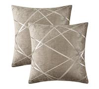 GIGIZAZA Cushion Covers 55 x 55 cm Brown Square Big Chenille Decorative 22 x 22 Inch Pillowcases for Sofa Bedroom Living room Set of 2