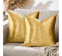 GIGIZAZA Cushion Covers 55x55 Set of 2 Velvet Gold Throw Pillow Covers Solid Decorative Square Soft luxury Pillowcase for Sofa Living Room Couch Bedroom