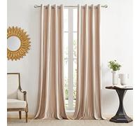 GIGIZAZA Decorative Champagne Velvet Window Curtains, 66 x 72 Inch(Width x Length) Living Room Eyelet Grommet Blackout Curtains Thermal Insulated Window Drapes for Bedroom 2 Panels
