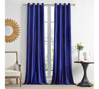 GIGIZAZA Decorative Velvet Curtains 90 x 90 Inch(Width x Length), 2 Panels Navy Blue Living Room Eyelet Grommet Blackout Curtains Thermal Insulated Window Drapes for Bedroom.