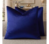 GIGIZAZA Royal Blue Velvet Decorative Throw Pillow Covers for Sofa Bed 2 Pack Soft Cushion Cover (Royal Blue, 18 x 18- Set of 2)