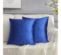 GIGIZAZA Velvet Blue Cushion Covers 24x24 inches Decorative Square Soft Throw Pillowcases 60x60cm for Sofa Bedroom Living room 2 pack