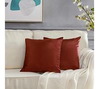GIGIZAZA Velvet Brunt Orange Cushion Covers 22 x 22 inches Decorative Throw Pillowcases 55 x 55cm for Sofa Bedroom Living room 2 pack