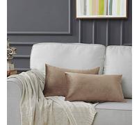 GIGIZAZA Velvet Cushion Covers 12 x 20 Inch Small Square Decorative Throw Pillowcases 30 x 50cm for Sofa Bedroom Living room 2 pack Khaki