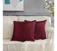 GIGIZAZA Velvet Cushion Covers 22 x 22 inches Wine Red Decorative Throw Pillowcases 55 x 55cm for Sofa Bedroom Living room 2 pack