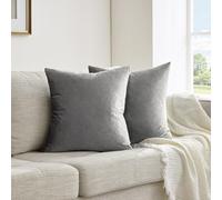 GIGIZAZA Velvet Cushion Covers 24 x 24 inches Decorative Square Soft Throw Pillowcases 60 x 60cm for Sofa Bedroom Living room 2 pack Dark Grey