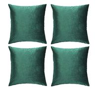 GIGIZAZA Velvet Green Cushion Covers 20 x 20 Inches Square Soft Decorative Throw Pillow Covers Cases 50x50cm for Sofa Bedroom Living room，Set of 4