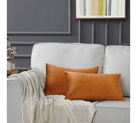 GIGIZAZA Velvet Orange Cushion Covers 12 x 20 Inch Small Square Decorative Throw Pillowcases 30 x 50cm for Sofa Bedroom Living room 2 pack Cinnamon