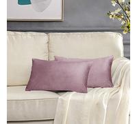 GIGIZAZA Velvet Pink Cushion Covers 12 x 20 inches Decorative Throw Pillowcases 30 x 50cm for Sofa Bedroom Living room 2 pack