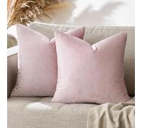 GIGIZAZA Velvet Pink Cushion Covers 22 x 22 inches Decorative Throw Pillowcases 55 x 55cm for Sofa Bedroom Living room 2 pack