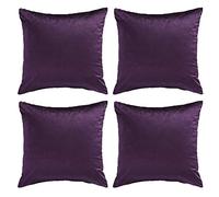 GIGIZAZA Velvet Purple Cushion Covers 18 x 18 Inches Square Soft Decorative Throw Pillow Covers Cases 45x45cm for Sofa Bedroom Living room，Set of 4
