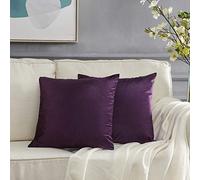 GIGIZAZA Velvet Purple Cushion Covers 24 x 24 Inch Square Soft Decorative Throw Pillow Covers Cases for Sofa Bedroom Living room 2 pack