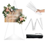 Gigtoop Wedding Easel, White Modern Travel Easel for Artists Posters Stand, Folding, Portable, 3kg Capacity, Steel