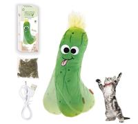 Gigwi Electronic Flopping Cat Toys, Motion Activated, Automatic Moving for Indoor Cats, USB Rechargeable Enrichment Toy for Hunting, Pickle