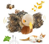 GiGwi Interactive Cat Toys for Indoor Cats, Automatic Flapping Bird Toy USB Rechargeable, Electronic Kitten Enrichment Toys Touch Activated, Hanging Catnip Toys Lifelike Bird Chirp