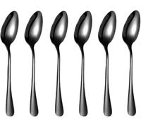Gigzo Land 6X Stainless Steel Table Spoons Set, Durable Dinner Dessert Spoons, Comfortable Grip, Polished Classic Design, Dishwasher Safe, Perfect for Home, Kitchen and Dining, 20CM (Metallic Black)
