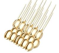 Gigzo Land Golden Cutlery Soup Spoons Set - Sturdy Stainless Steel and Elegant Golden Finish, Gold Plated Cutlery and Dishwasher Safe Spoons, Ergonomic Soup Spoon for Luxury Dining - (18 PCS)