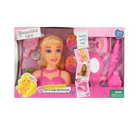 Gigzo Land Large Doll Styling Head Play Set - Hair Styling Toy with Accessories, Brushable Hair, Lightweight & Durable, Bright Colours - Pretend Play Beauty Toy for Girls Ages 3+