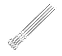 Gigzo Land Long BBQ Skewers Set, Lightweight and Stylish Metallic Finish, Reusable BBQ Accessories Kit, Durable Stainless Steel Flat Metal Skewers for Grilling Kebabs and Vegetables - Pack of 4