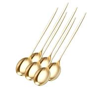 Gigzo Land Stainless Steel Latte Spoon Set, Dishwasher Safe 20cm Long Handle Spoon, Ergonomic Design with Polished Mirror Finish, Sturdy Coffee and Ice Cream Spoons, Stylish Flatware Set - 6 PCS