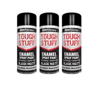 Gigzo Land Tough Stuff Enamel Black Matt Spray Paint 400ml - Quick Drying Aerosol - Durable & UV Resistant - For Metal, Plastic & Wood, Indoor & Outdoor Use, 3 Pcs