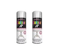 Gigzo Land White Satin Finish Spray Paint 250ml - Quick Drying All Purpose Aerosol, Smooth Velvety Finish for Metal, Wood and Plastic | Indoor and Outdoor Use (2PCS)