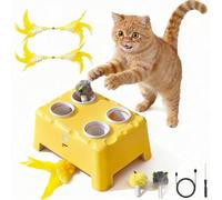 GiHaood Interactive Cat Toys, Automatic Whack a Mole Cat Toy with 4 Holes