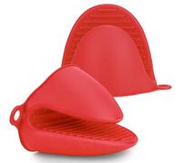 GIHENHAO Silicone Oven Mitts for Air Fryer, 1 Pair Thicken Mini Oven Gloves Heat Resistant for BBQ,Cooking,Baking(Red)