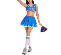 Gihioue Cheerleader Costume Set Breathable Elastic Colourful Sexy Fantasy Costume Cheerleader Outfit for Adults Cosplay for Women Wives Daughters Girls Teenagers