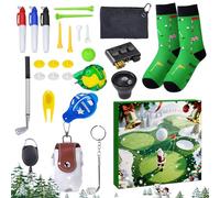 Gihioue Christmas Countdown with Golf Motif 24, Calendar Decoration, Golf Gift Set with Clubs, Balls, Tees, Counting Cards for Christmas, Valentine's Day, Men, Adults, Teenagers