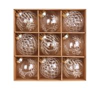 Gihioue Christmas Tree Baubles Zersicherungsfrei Pack of 9 - Christmas Decoration Baubles | PET Painted Glass Baubles 8 cm Decoration for Winter Festive Parties Indoor Window